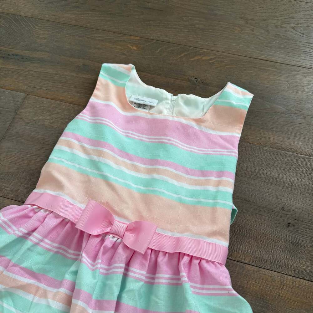 Bonnie Jean Easter Spring Striped Dress Big Girls Size 14 - Picture 2 of 6